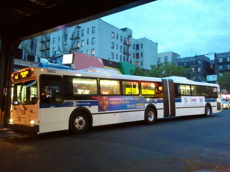 NYCT D60HF 5693 @ 231 St and Broadway (Bx1). Note new paint scheme. - NYCT D60HF 5693 @ 231 St and Broadway (Bx1). Note new paint scheme. 2011-05-02 19_55_33a.jpg